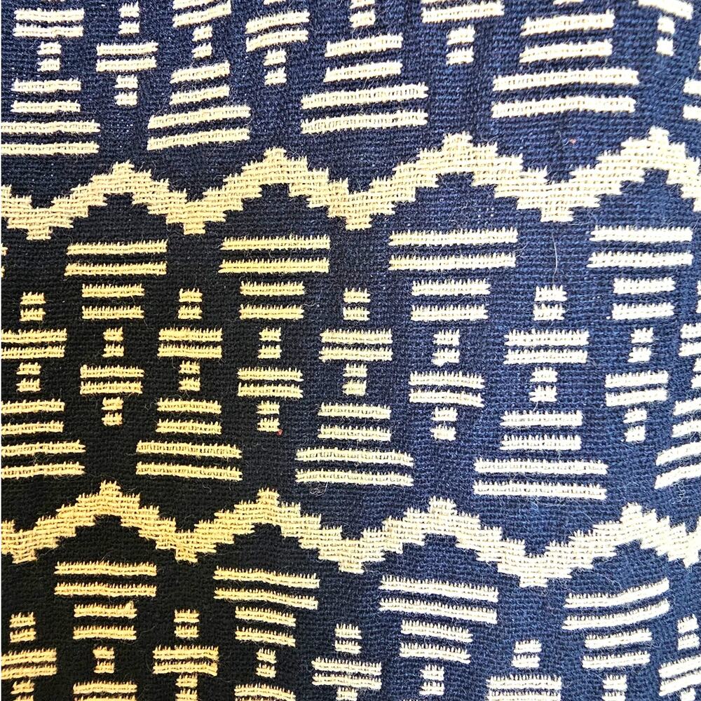 Loft Navy & Tan Sleeveless Preppy Cottagecore Geometric Pattern Shift Dress - Picture 7 of 8